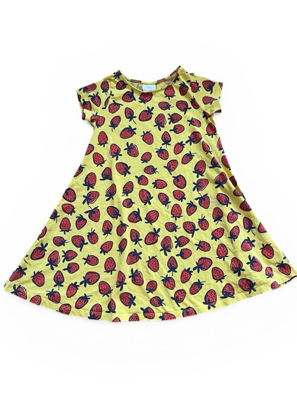 Hanna Andersson Yellow Strawberry Print Cotton Dress